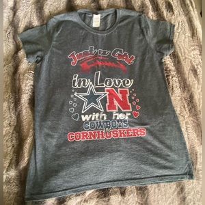 Dallas Cowboys/Nebraska Husker T shirt.  Women's Size Large